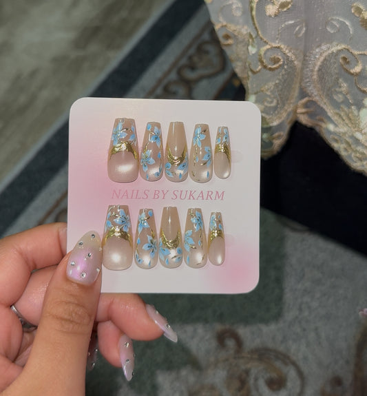 Baby Blue Butterfly Gold Set