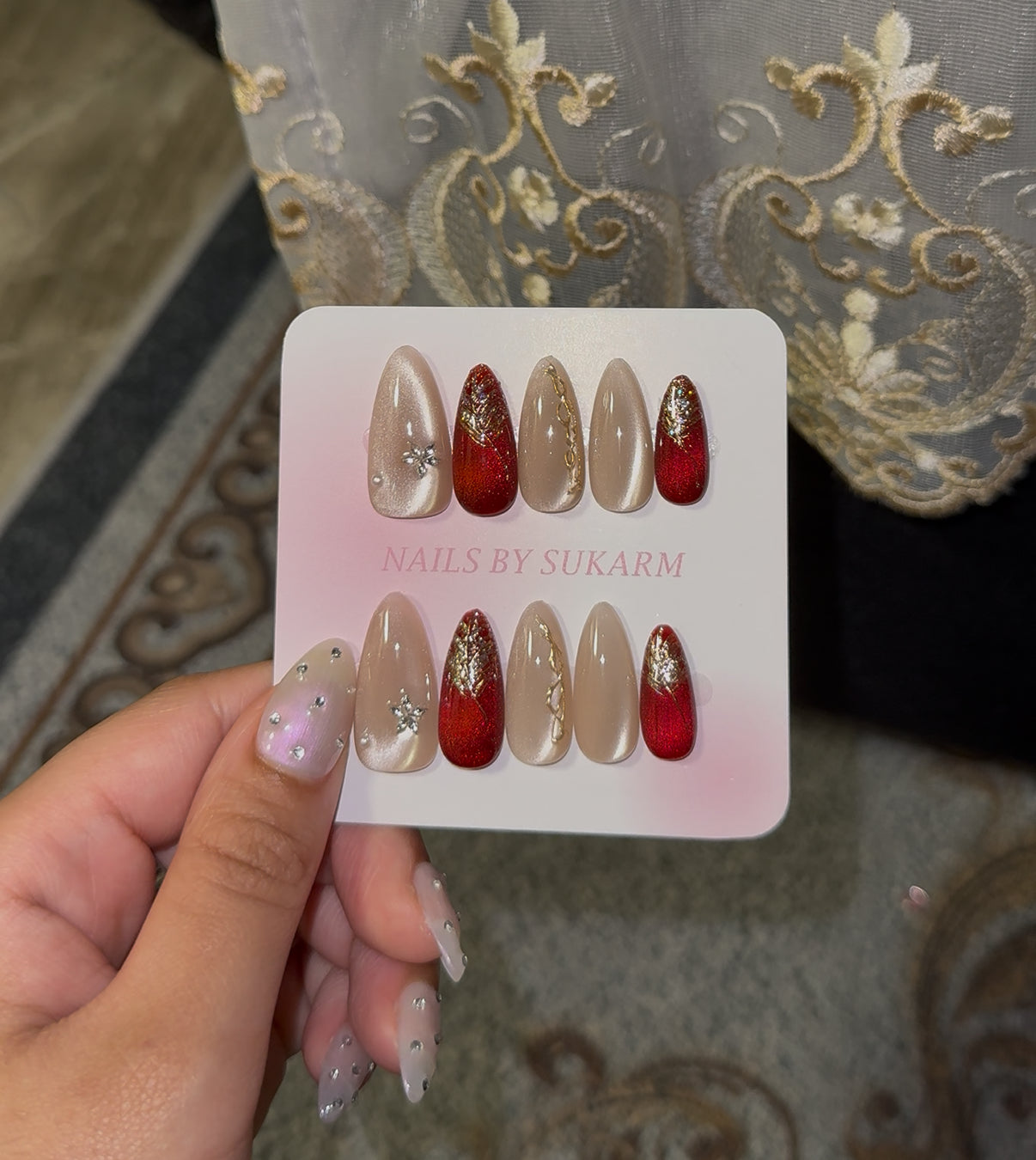 Red & Nude Cateye Set