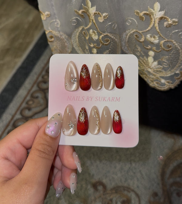 Red & Nude Cateye Set
